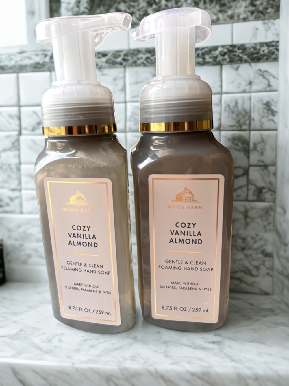 Bath & Body Works Cozy Vanilla Almond Foaming Hand Soap Set of 2 NEW